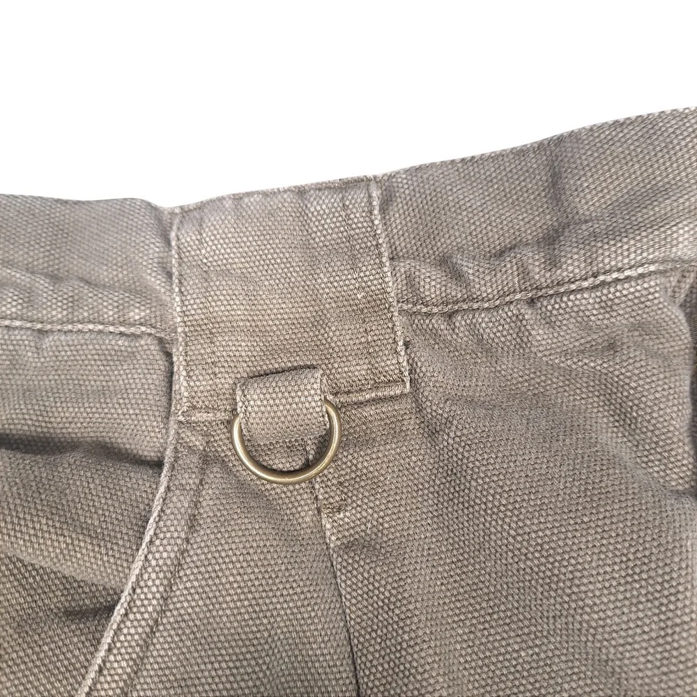 Cabelas Flannel Lined Cargo Pants Mens 34 Reg Khaki Tan Canvas Plaid Lined Work